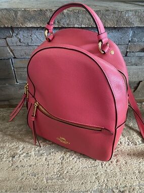 Coach Jordyn Watermelon Pink Pebbled Leather Backpack Retired Purse Handbag